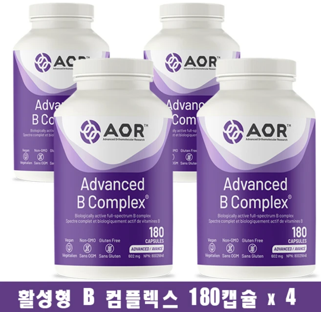 에이오알 고함량 활성형 어드벤스드 비타민B 컴플렉스 180정 x 4개 AOR Advanced B Complex - 쿠팡
