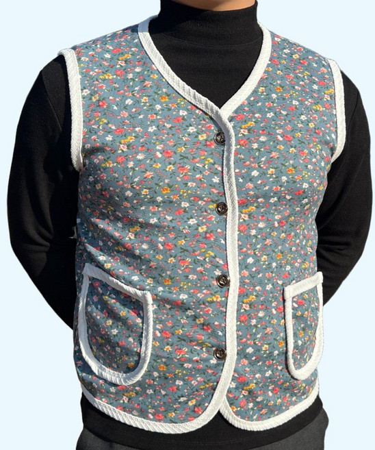 옥이딸 촌캉스 조끼 스판끼 있는 민소매 꽃무늬 촌캉스룩 레트로 남녀공용