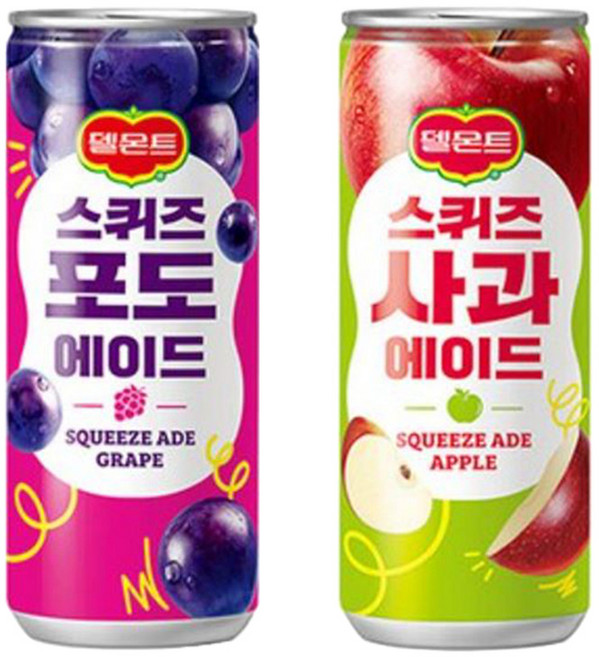 델몬트 스퀴즈 240ml 2종 포도 5캔+사과 5캔, 10개