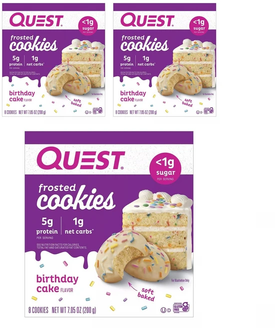 퀘스트뉴트리션 프로스트 쿠키 버스데이 케이크 8개입, 200g, 3개 - 쿠팡