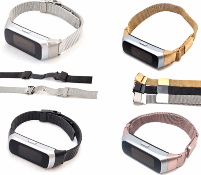 삼성전자 갤럭시핏1스트랩 밴드 호환 고급 메쉬 메탈 sm-r370 보호필름증정, 오로라, 자석버클