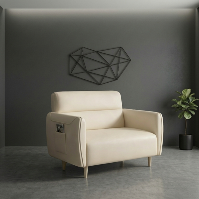 베아트룸 각도조절 1-2인용 가죽소파 100cm BRL24, 아이보리