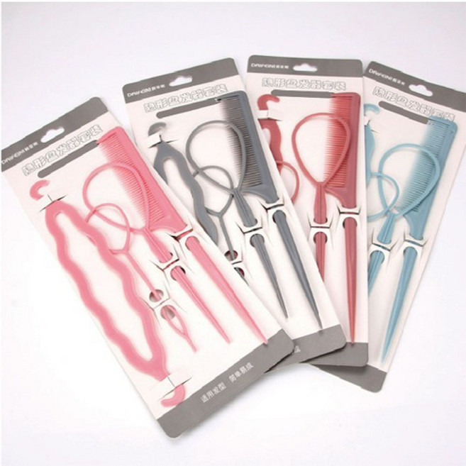 셀프 헤어스타일링 똥머리 밴드 올림머리 당고머리 예쁜 헤어 스타일 연출 미용소품 4P 세트