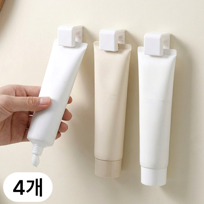 득공드 무타공 폼클렌징 치약꽂이, 4개, 화이트