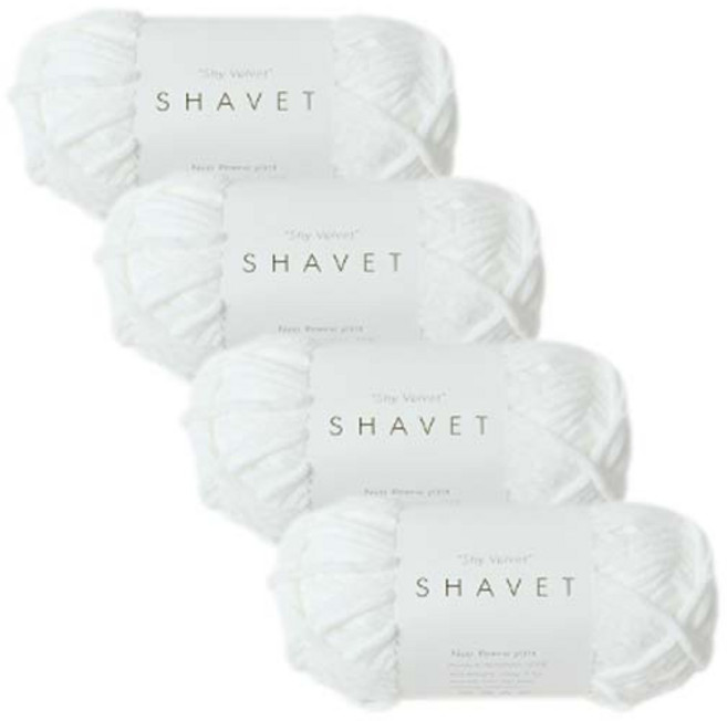 [앵콜스] (10+1) 샤베트 Shavet 극세사 벨벳실 코바늘실 대바늘실 뜨개실 털실 날개사, (4볼묶음) 21화이트
