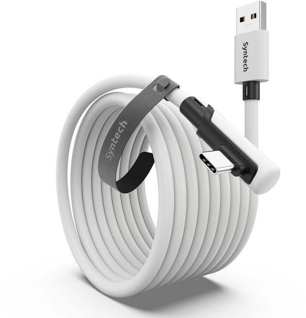 PCVR용 Syntech 링크 케이블 16FT OculusQuest 3Meta Quest 3S Quest2ProPico 4Ultra 액세서리 및 PCSteamVR 고속 PC 데이터, 16피트, 흰색