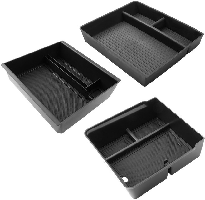 RUIYA 테슬라 모델3 하이랜드 센터 중앙 수납함 콘솔박스 트레이 컵홀더 세트, 팔걸이수납함+중앙(중+하)