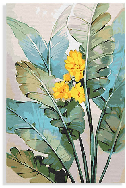 식물 피포페인팅 유화 부모님 유화그리기 40X50CM 나비05 행운 하늘 화이트 핑크색, 4G029 잎이 무성함 ( 색칠 필요), 파스텔 린넨 캔버스 충분한 물감 액세서리