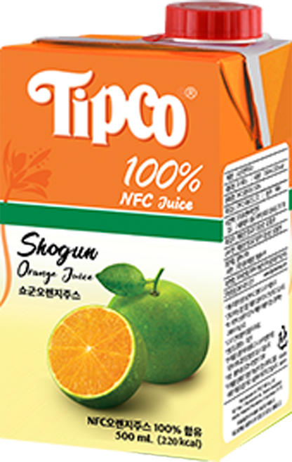 팁코 100% 착즙 오렌지 주스, 500ml, 12개