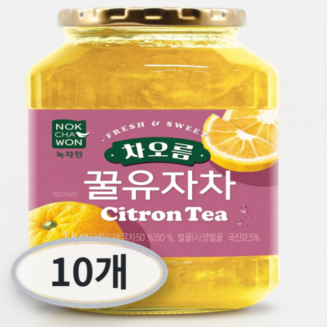 녹차원 차오름 꿀유자차, 1kg, 10개, 1개입