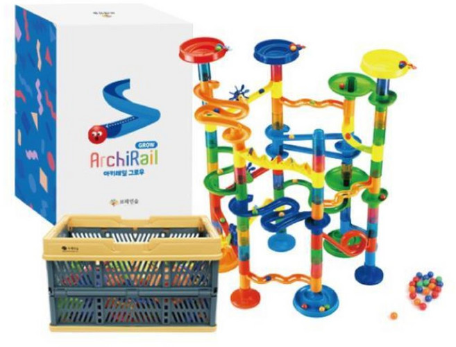 구슬 레일 88피스 보관함 마블런 중력 스피드게임 만들기장난감 어린이 과학교구 유치원, 1개
