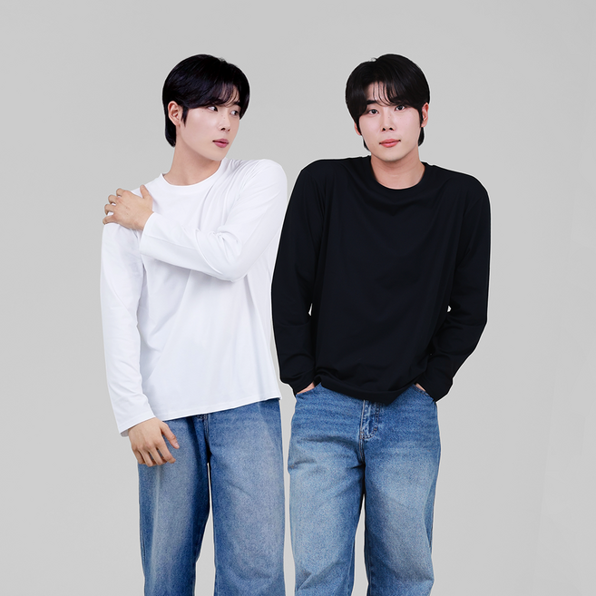 기능성 무지 긴팔 티셔츠 목 늘어짐 없는 라운드넥 남녀공용 손목 편안한 운동 헬스 트레이닝복