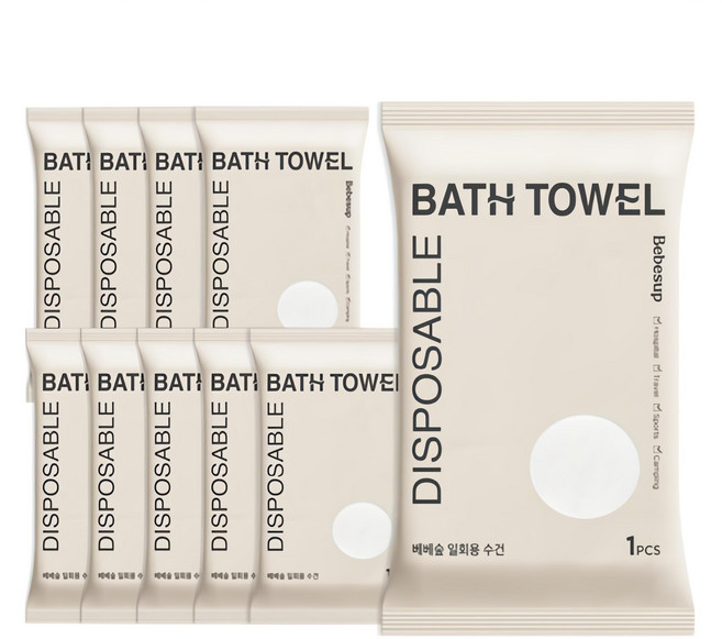 베베숲 일회용 수건 레이온, 화이트, 10개