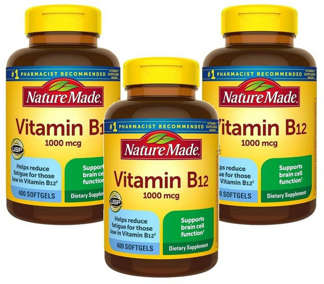 네이쳐 메이드 비타민 B12 400정 (소프트젤) Nature Made Vitamin 1000mcg 400sgels -3개 SET, 1세트, 1200정