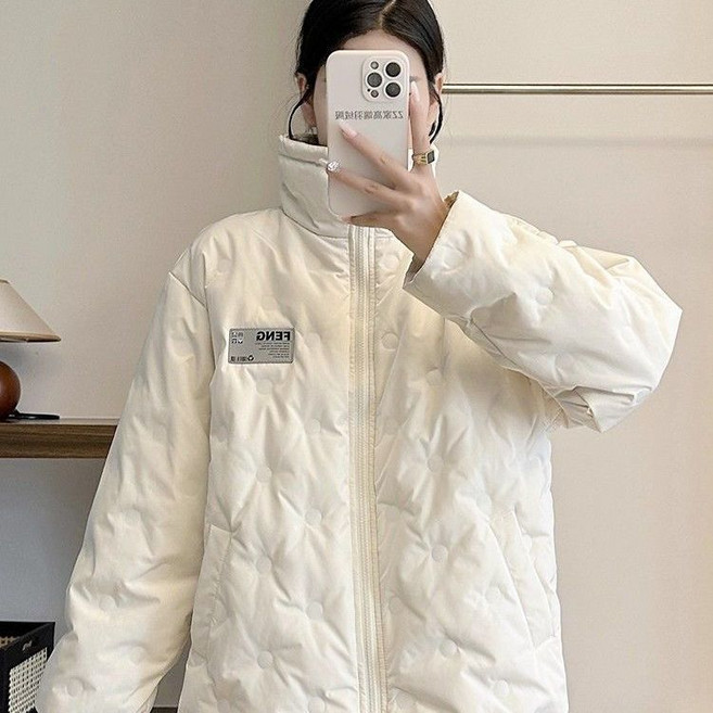 FENG 菱格短款羽絨服 立領輕薄冬季保暖外套