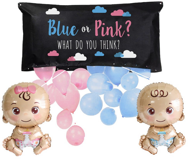 이벤트홀릭 젠더리빌 시크릿 포켓 풍선세트 성별공개 확인 베이비샤워, 1개, 1.[기본세트] Blue or Pink