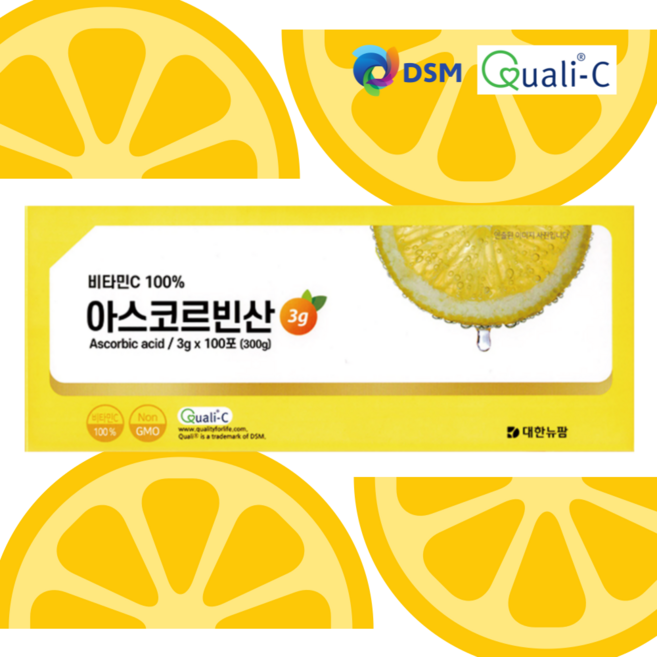 대한뉴팜 순수 비타민C 100% DSM 아스코르빈산 영국산 비타민씨, 2개, 3g x 100포