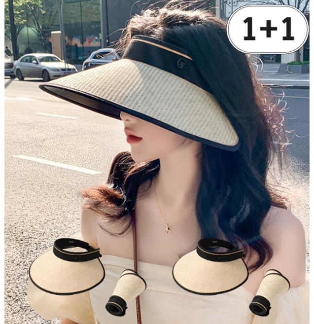 무노 1+1 자외선차단 모자 여성 햇빛차단 여름 라탄 모자 선캡