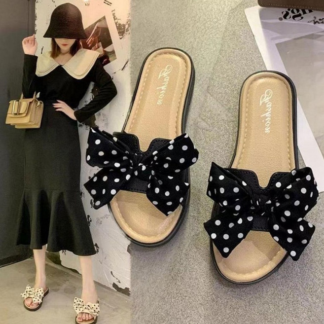 여성 리본 슬리퍼 발편한 실내화 사무실