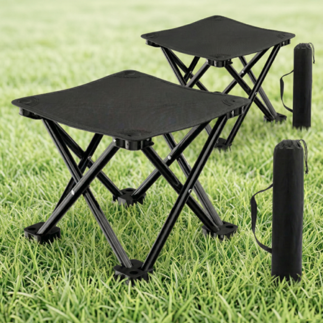 글로우포레 안넘어가는 튼튼한 경량 캠핑 휴대용 접이식 의자, 2개, 블랙
