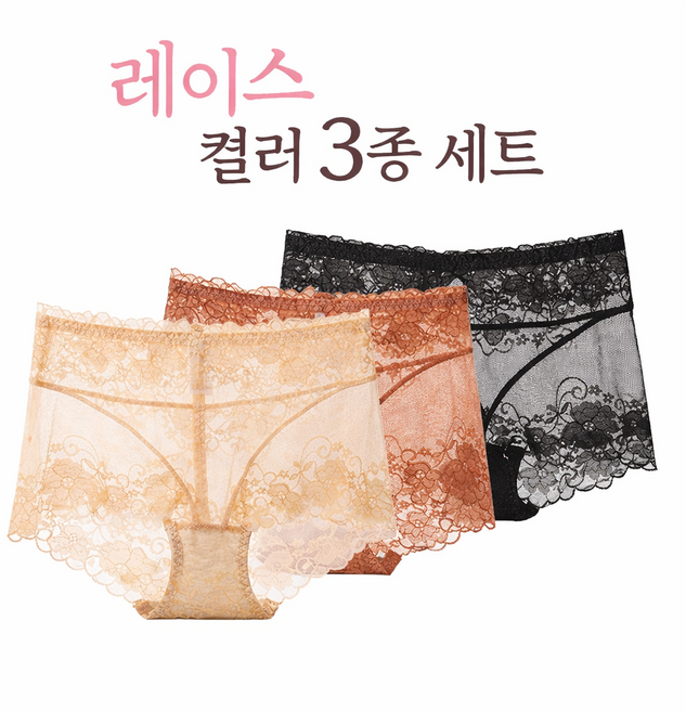 여성 노라인 시스루 레이스 팬티 부드러운 착용감 힙라인 커버 데일리 속옷 M/L/XL