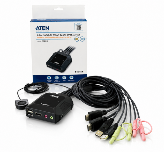 ATEN CS22H KVM 2포트 스위치 USB 4K HDMI, 1개