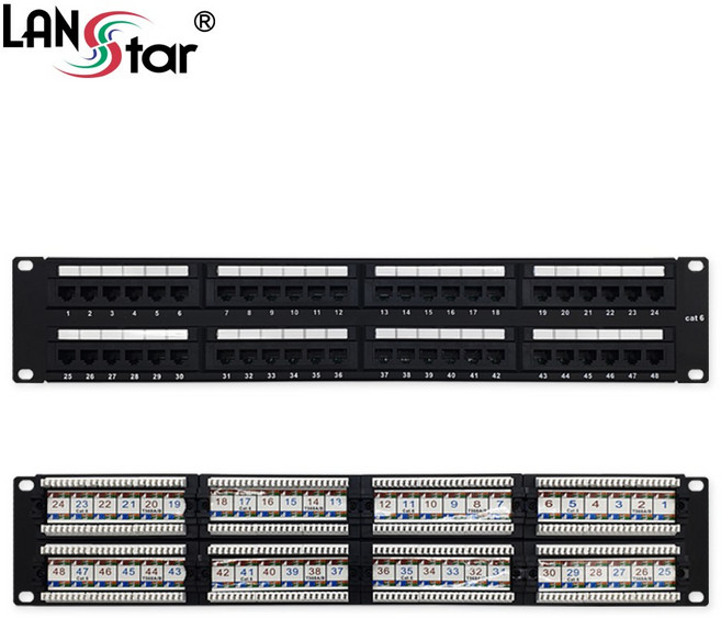 LANstar Cat.6 UTP 48포트 패치판넬 LS-6PLB-48P19, 1개