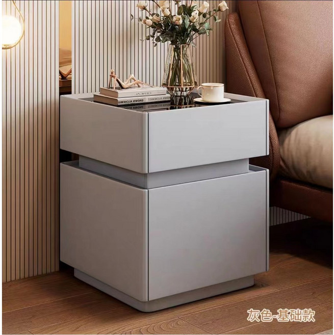 무선충전 금고 협탁 침대 터치 다이 비밀 장치 비밀번호 침실 SD커머스 센서등 안전, 1 라이트그레이 검정유리, 패키지 설치 개봉하지 않고 사용 가능, 1개