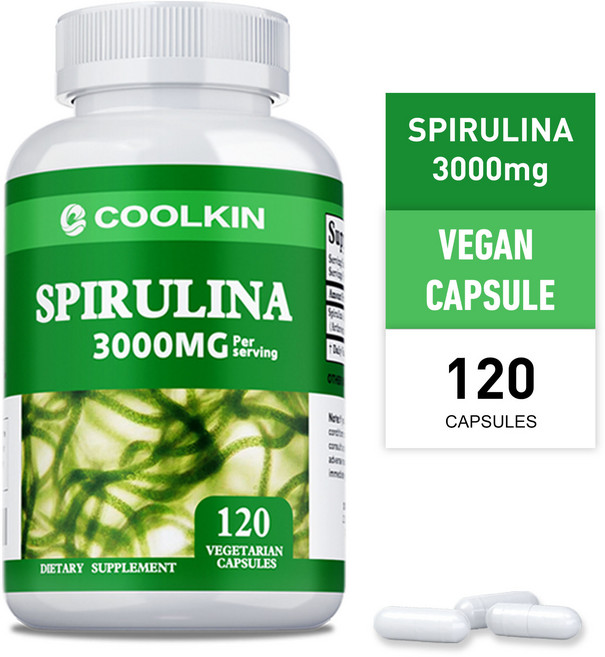 COOLKIN 螺旋藻 3000mg 純素膠囊 120顆, 120