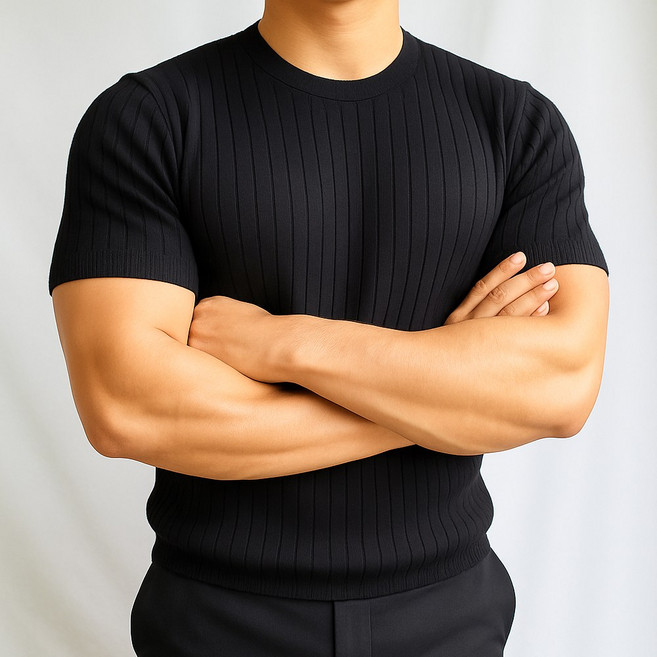 남자 머슬핏 슬림핏 카라티 여름 반팔 린넨 골지 카라 워셔블 니트