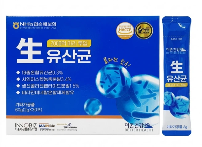 더존건강 생유산균 콜라겐 함유 장건강 영양제 30포, 1개, 60g - 쿠팡