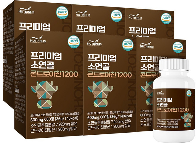 프리미엄 소연골 콘드로이친1200 프로테오글리칸 2형콜라겐 저분자, 60정, 6개