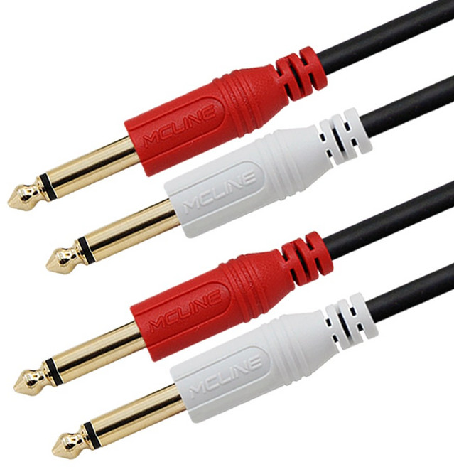 맥라인 2 모노 6.3 (5.5) - 2모노 TS 2선 케이블 키보드 반주기 신디 앰프 믹서 스피커 오디오 연결선 McLine MC-PA09, 1개, 1.5m