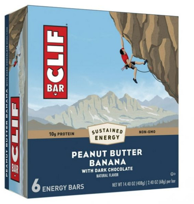 클리프바 다크 초콜릿 맛의 땅콩 버터 바나나 올게닉 귀리 에너지 바 2.4온스 6팩 2박스, 2개, 408g