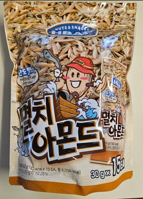 HBAF 바프 멸치아몬드, 30g, 15개