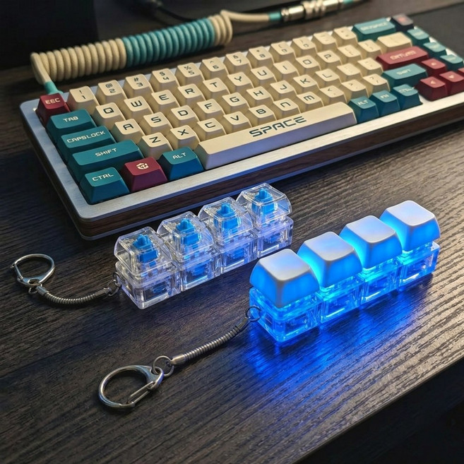 플로타임 LED 4구 키캡 키링 기계식 키보드 커스텀 키링, 스노우 화이트, 1개