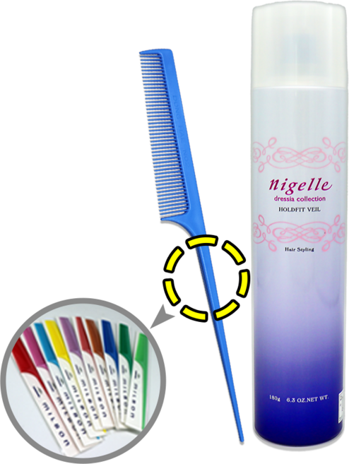 밀본 니제르 드레시아 에어왁스 홀드핏 베일 헤어스프레이 + 꼬리빗, 1개, 180ml