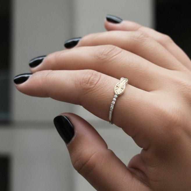 Ichthys (익투스) - 925 실버 심플 라인 물고기 반지 (레이어드/우정템)