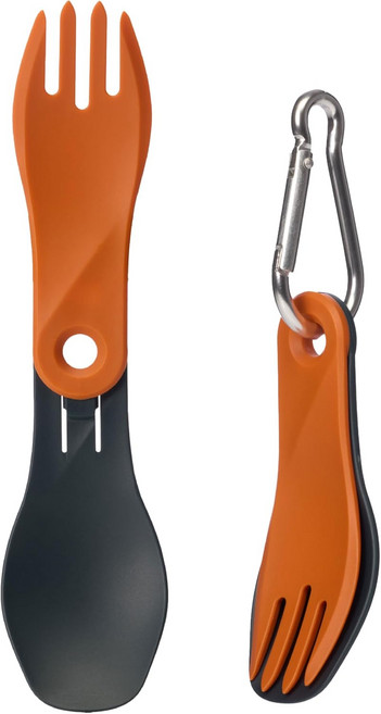 휴망거 고빗츠 바이오 스핀 여행 캠핑 및 일상적인 휴대를 위한 컴팩트 접이식 스팍 카라비너 홀 다크 블루민트 그린이 포함된 BPA 프리 기반 식기, Dark Gray/Orange