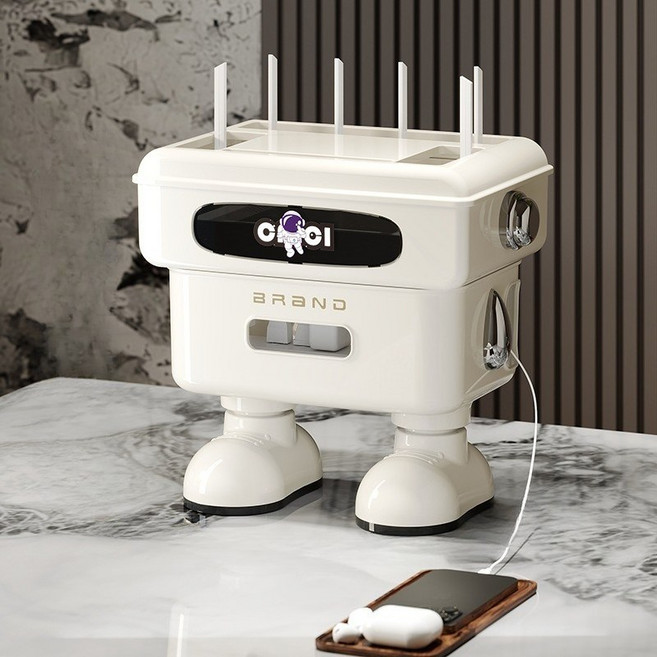 베베어스 2단 공유기 셋톱박스 멀티 케이스 정리함 와이파이 보관함, 2단-화이트