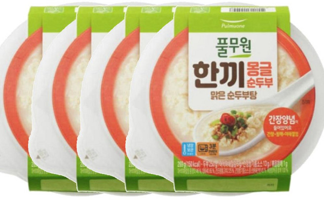 풀무원식품 한끼몽글순두부 맑은순두부탕 4개 280g