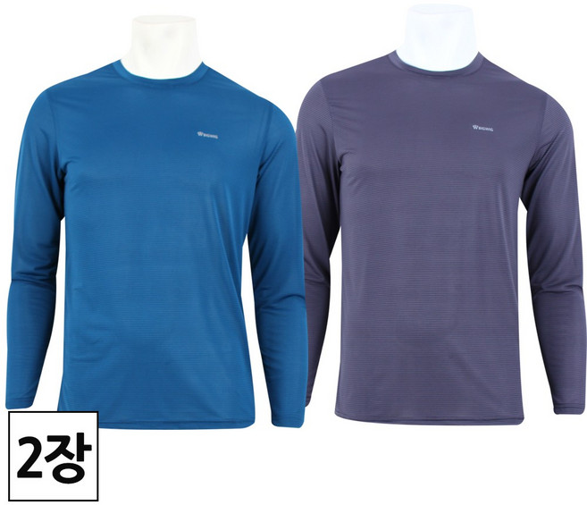 2장 [더맨월드] 여름용 긴팔 남자 MW 냉감 라운드티_등산 아웃도어 캐주얼 쿨링 스판 긴팔티 쿨 아이스 스포츠 골프웨어 M1778