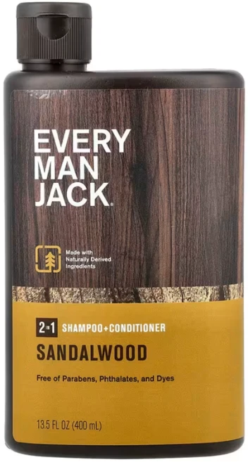 EveryManJack에브리맨잭 2 in 1 샴푸 컴디셔너 샌달우드 코코넛 밀 비타민 B5, 1개, 400ml - 쿠팡