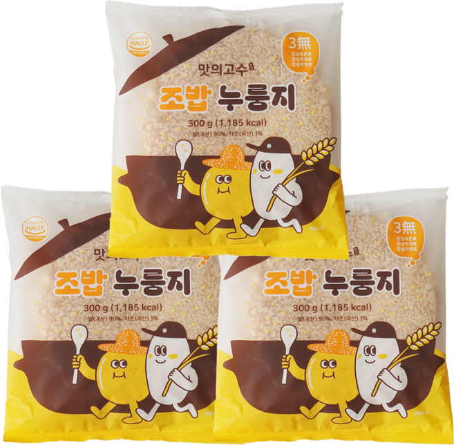 맛의고수 조밥 누룽지 국산 쌀 차조, 3개, 300g