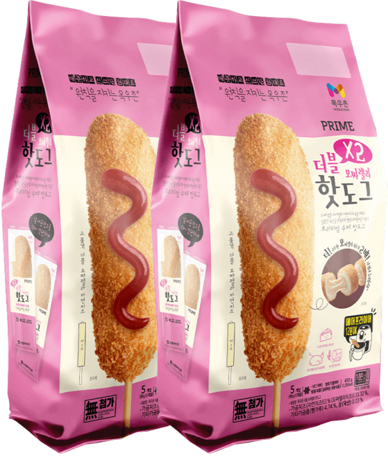 목우촌 프라임 더블 모짜렐라 핫도그 450g(90g 5개입) X 2개 튀김, 프라임더블 모짜렐라핫도그 90g5개입 총450GX 2개, 90g
