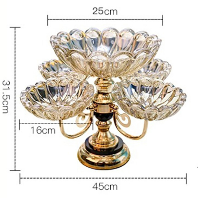 플레이팅접시 나눔접시 유럽식 유리 과일 빈티지 디저트 디스플레이 파티 간식 서빙 5 회전 꽃잎 도자기 크리스탈 그릇, 1) 사이즈, 1개