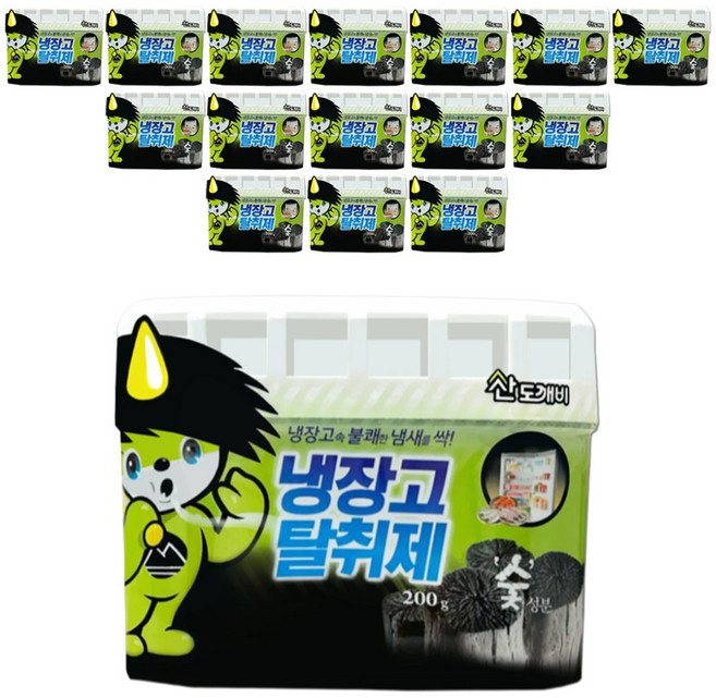 산도깨비 큰 냉장고 참숯 탈취제 본품, 200g, 16개
