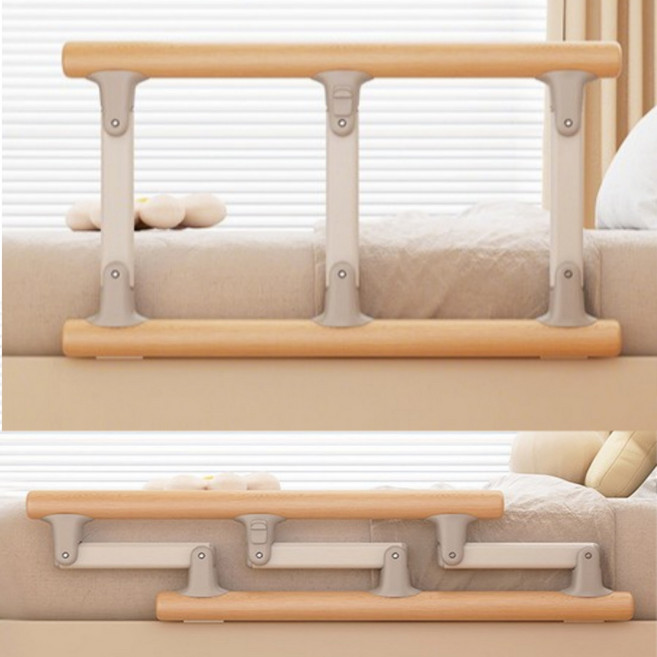 침대 안전손잡이 침대가이드 실버라이프 원목 손잡이 침대 난간대, 1개