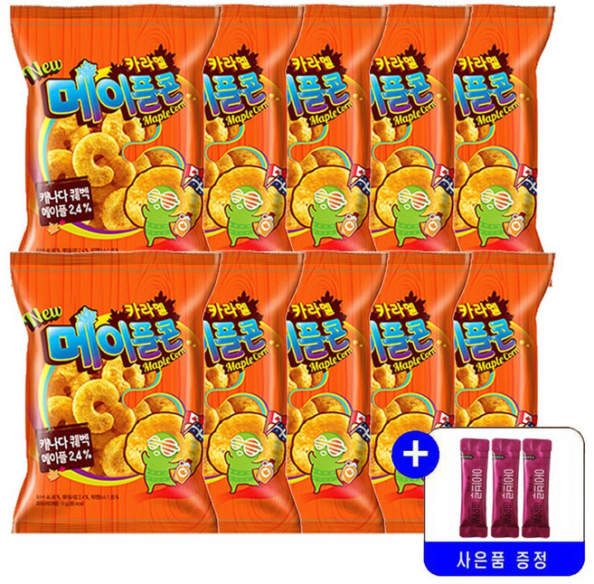 크라운 NEW 카라멜 메이플콘 124g 묶음행사+사은품증정 대용량 과자 간식, 10개