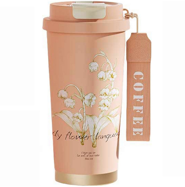 엠토이 릴리 스테인리스 스틸 보온 텀블러, 핑크, 1개, 530ml